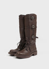 Karting Buckle Lace-up Long Boots (Cowhide)