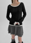 Jarvent U-neck Tencel Long-sleeved T-shirt (30% wool)