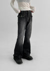 Solua Pocket Incision Boot Cut Denim-Hose