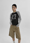 Haminan Color Combination Raglan Long Sleeve T-shirt