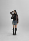 Sotok High-neck Crop Leather Jacket