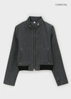 Sotok High-neck Crop Leather Jacket