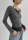 Binning Layered Stripe Holter Henry-neck Long Sleeve T-shirt