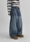 Hiot Snap Folding Balloon Fit Denim Pants