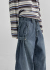 Hiot Snap Folding Balloon Fit Denim Pants