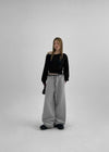 Ditf Check Color Combination Wide Banding Pants