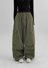 (UNISEX) Periting Parachute Cargo Wide Two-Way Pants