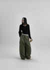 (UNISEX) Periting Parachute Cargo Wide Two-Way Pants