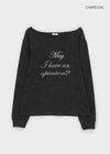 Mcken Letter Off Shoulder Long Sleeve T-shirt