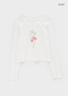 Jimcho Strawberry Semi Crop Long Sleeve T-shirt