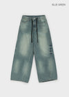 Chapon Strap Washing Wide Denim Pants