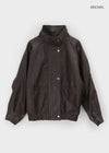 Chuet Raglan High-neck Leather Jacket