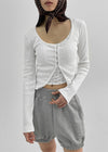 Katan Ribbed Slit Crop Cardigan