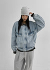 (UNISEX) Mintt Color Combination Collar Denim Jacket