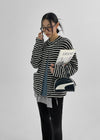 (UNISEX) Minchon Round Stripe Cardigan