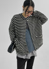 (UNISEX) Minchon Round Stripe Cardigan