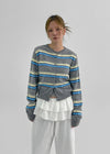 Turking Stripe Knit Round Cardigan