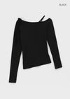 Cheedin Dot Strap One Shoulder Long Sleeve T-shirt