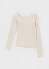 Cheedin Dot Strap One Shoulder Long Sleeve T-shirt