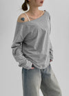 Tenfalling Basic Off Shoulder Long Sleeve T-shirt