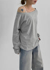 Tenfalling Basic Off Shoulder Long Sleeve T-shirt