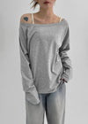 Tenfalling Basic Off Shoulder Long Sleeve T-shirt