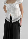 Palmk Frill Lace Short Sleeve Blouse