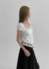 Palmk Frill Lace Short Sleeve Blouse