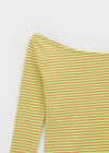 Robla semi-crop one-shoulder striped long-sleeve T-shirt