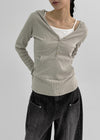 Pommis Ribbed Hood Long Sleeve T-shirt