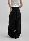 (UNISEX) Weirgen Adjuster Buckle Wide Cotton Pants