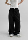 (UNISEX) Weirgen Adjuster Buckle Wide Cotton Pants
