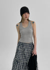 Lyles Semi-Crop Ribbed Halter Sleeveless