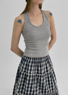 Lyles Semi-Crop Ribbed Halter Sleeveless