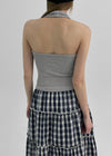 Lyles Semi-Crop Ribbed Halter Sleeveless