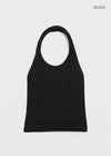 Lyles Semi-Crop Ribbed Halter Sleeveless