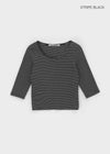 [B-BASIC] Standard U-Neck 3/4 Sleeve T-shirt (2SIZE)