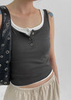 Millard Semi-Crop Button Sleeveless