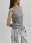 Batzco Ribbed Boat Neck Sleeveless