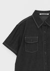 [MADE] Callus Loose Fit Denim Short Sleeve Shirt