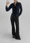 Kadoring Cut-Off Frill Check Shirt