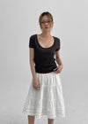 Chining Frill Banded Midi Skirt