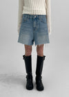 [B-DENIM] CUTTING HALF SHORTS 043