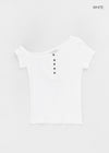Pigrem Asymmetric Button T-Shirt