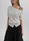 Mansing Striped One-Shoulder Knit Top