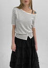 Mansing Striped One-Shoulder Knit Top