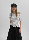 Mansing Striped One-Shoulder Knit Top