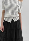 Mansing Striped One-Shoulder Knit Top