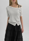 Mansing Striped One-Shoulder Knit Top