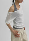 Skimi Sheer Boat Neck Short Sleeve Tee